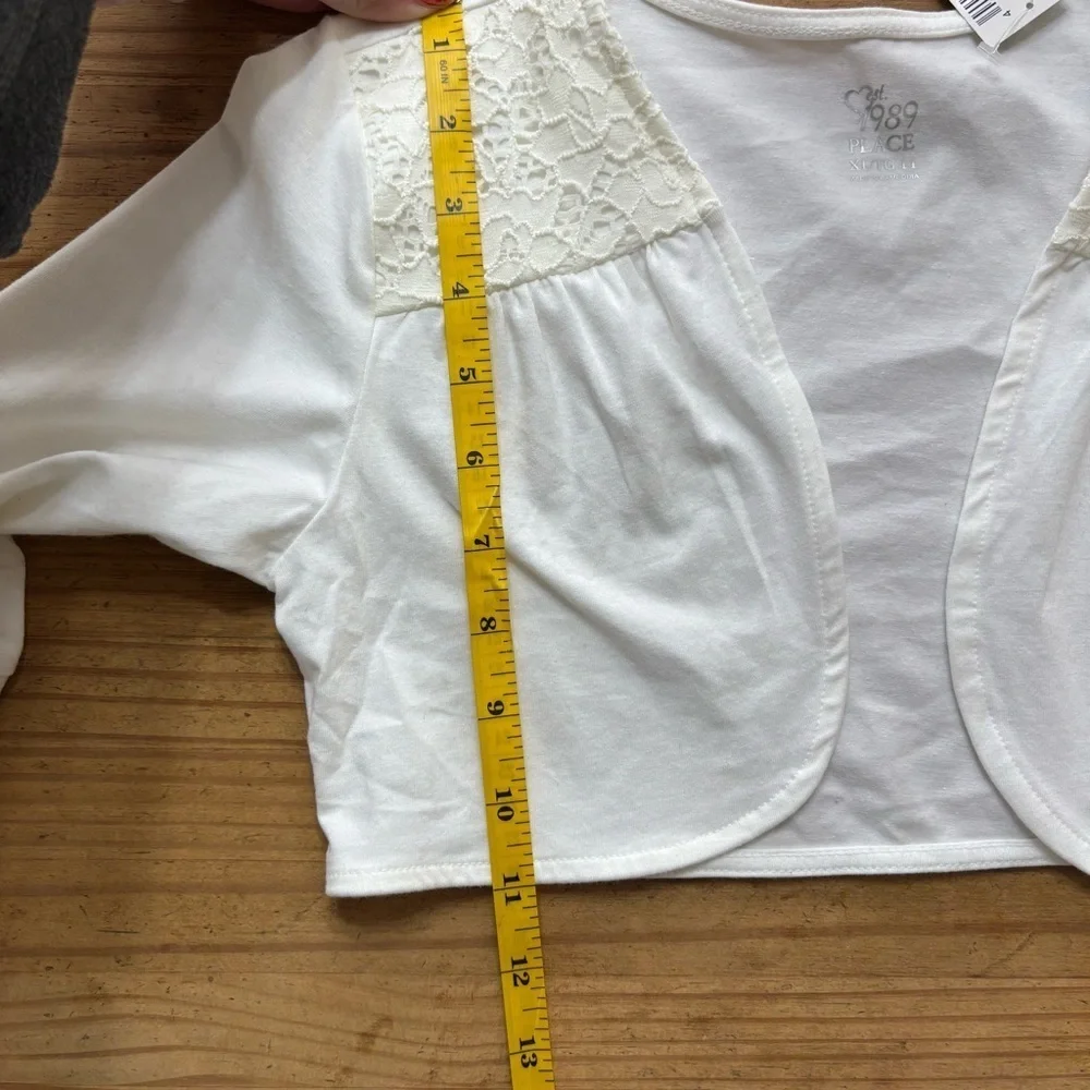 The Children's Place White Cropped Sweater with Short Sleeves